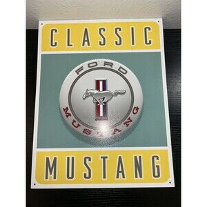 VINTAGE Classic FORD MUSTANG Metal TIN SIGN Decorations 16" X 12"
